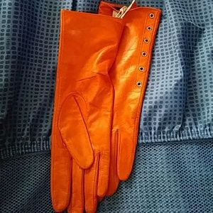 Leather long gloves